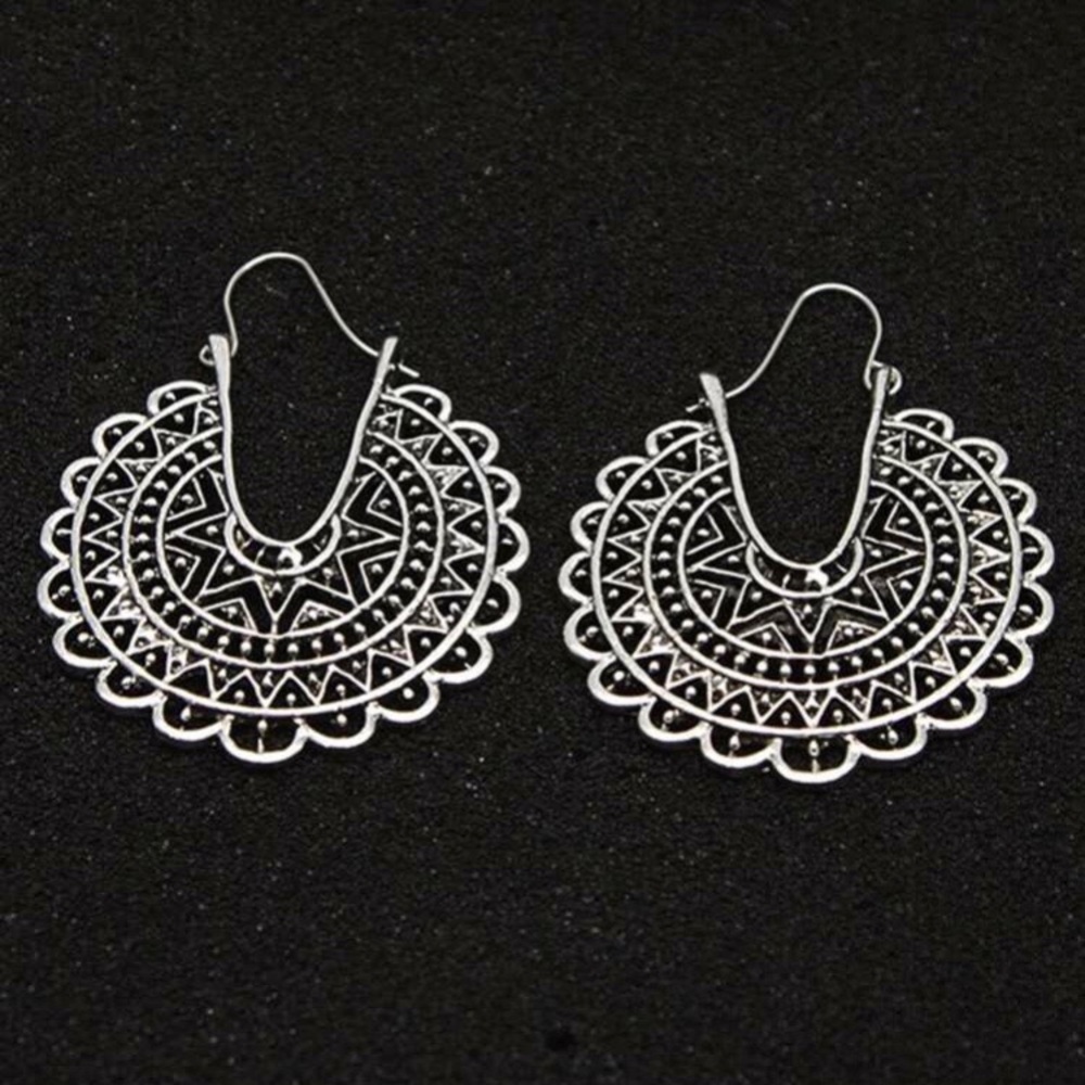3/$30 Antique Silver Boho Hoop Earrings - Picture 6 of 8